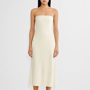 Aritzia - Charmaine Satin Midi Dress - Birch